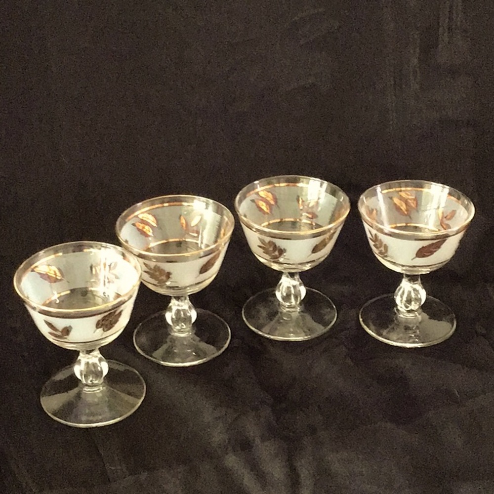 Etched Glassware with beautiful gold leaf design.